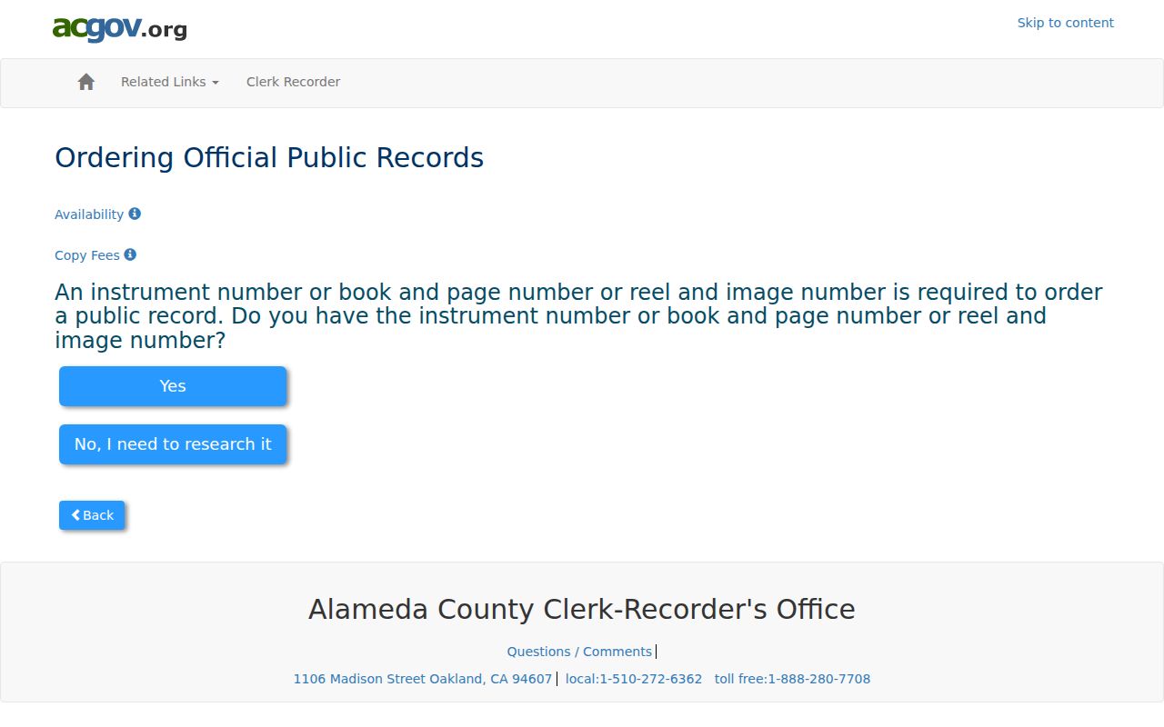 Hayward residents directory view of the Alameda recorded-document index
