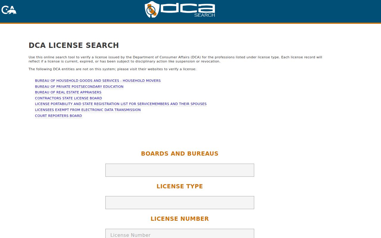 Hayward residents directory view of California professional license search